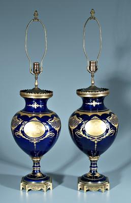 Pair enameled porcelain lamps  92739
