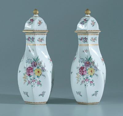 Pair lidded French porcelain vases: