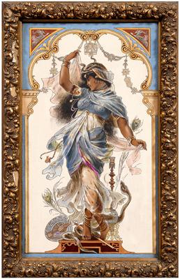 German porcelain plaque, harem dancer,
