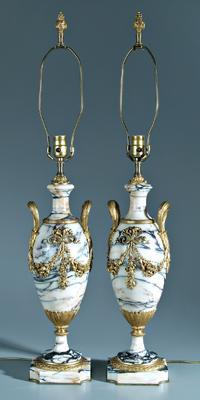 Pair bronze mounted marble lamps  92756