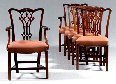 Set of six Chippendale style chairs: