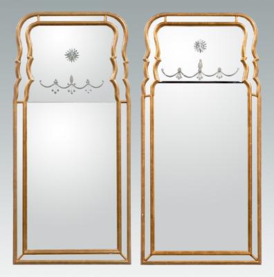 Pair Italian Queen Anne style mirrors: