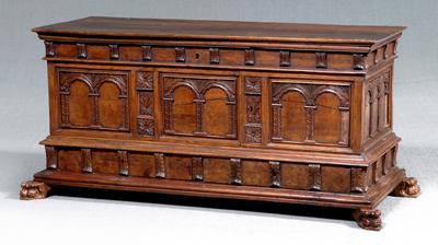 Italian carved walnut cassone  9277f