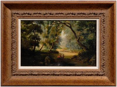 Barbizon School painting two figures 92781