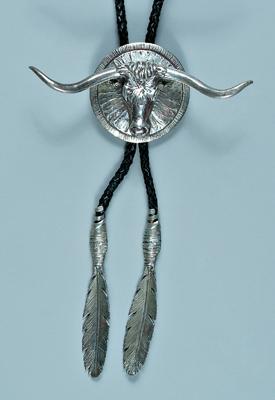 Silver mounted bolo tie, slide