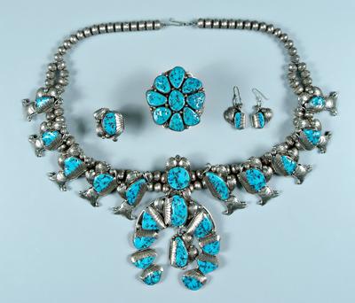 Silver and turquoise jewelry suite  927af