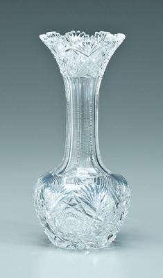 Hawkes cut glass vase, fan border above