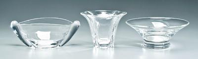 Three pieces clear Steuben glass:
