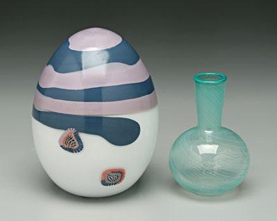 Two art glass vases one egg shaped  923de