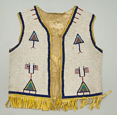 Sioux child's beaded vest, sinew