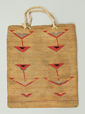 Nez Perce corn husk bag, false-embroidered