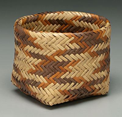 Cherokee double-woven basket, square