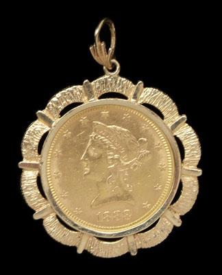 Gold coin pendant, 1888-S liberty
