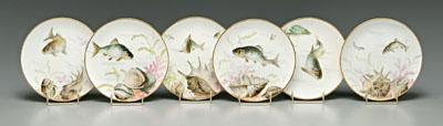Six porcelain fish plates: hand