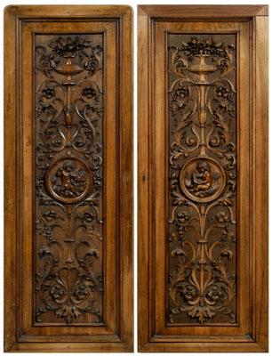 Pair Italian carved walnut panels  9244a