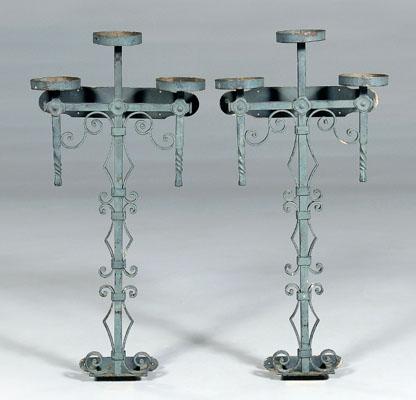 Pair iron sconces each with three 9244b