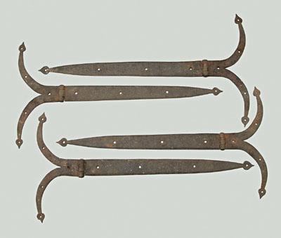 Set of four hand wrought iron hinges  9244e