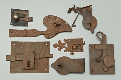 Seven hand wrought locks and latches  92453