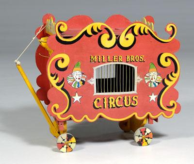 Toy circus wagon, hand made, marked