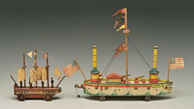 Two toy boats three masted sailing 9247b