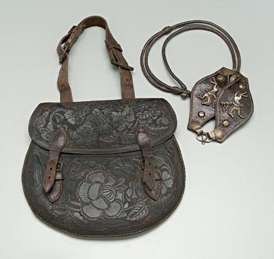 Finely tooled leather saddlebag  924b1
