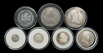 64 Spanish Colonial silver coins,