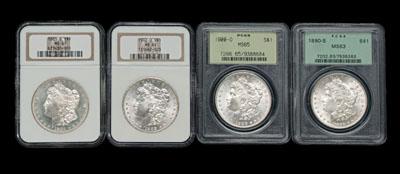 Four BU Morgan silver dollars  924bb