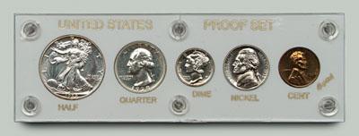 1938 U.S. 5-piece proof set: one cent