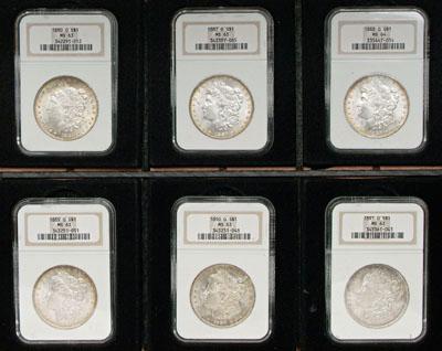 Six BU Morgan silver dollars 1880 1891  924bf