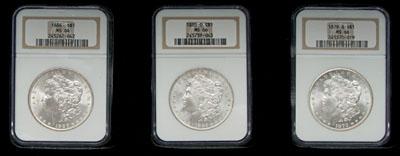 Three Gem BU Morgan silver dollars  924c9