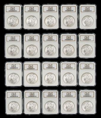 20 BU 1887 Morgan silver dollars: all