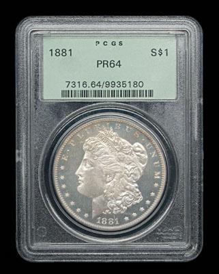 Proof 1881 Morgan silver dollar,