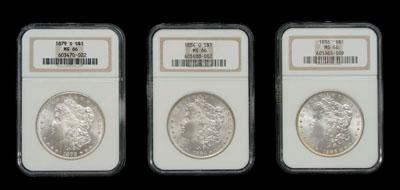 Three Gem BU Morgan silver dollars  924d6