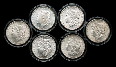 Six BU Morgan silver dollars 1878 MS 63 924ec
