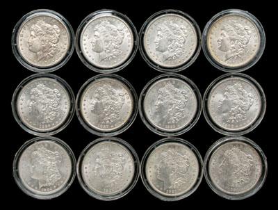 Twelve BU Morgan silver dollars  924ef