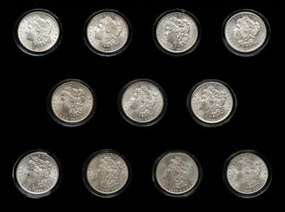11 BU Morgan U S silver dollars  92504
