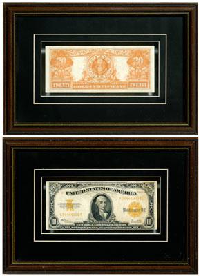 Two large U.S. gold certificates,