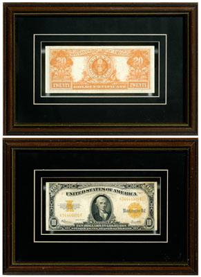 Two large U.S. gold certificates, both