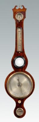 Georgian inlaid banjo barometer, figured