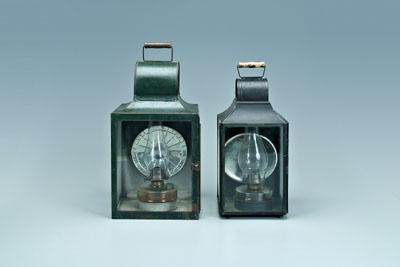 Two oil-burning lanterns, both with