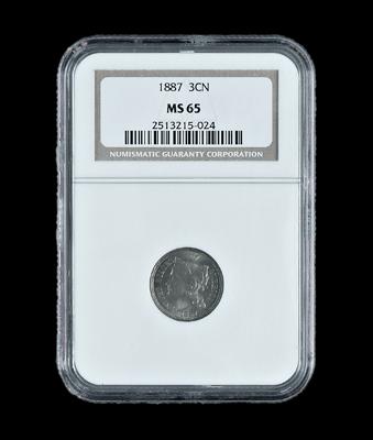 U.S. 1887 3&cent; piece, Gem BU,
