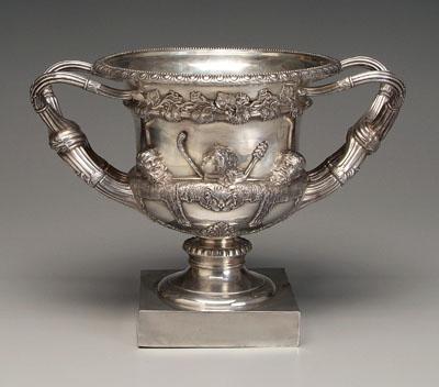 Warwick style English silver vase,
