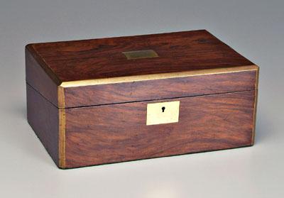 Brass-mounted mahogany lap desk, mahogany