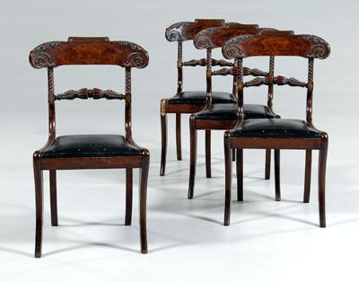 Set of four fine Regency side chairs: