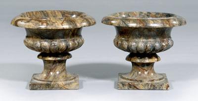 Pair carved stone garden urns  92a61