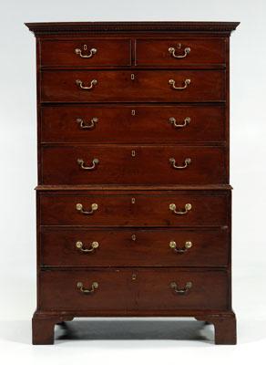 Chippendale mahogany chest on chest,