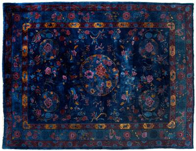 Chinese rug floral and coin designs 92a7f