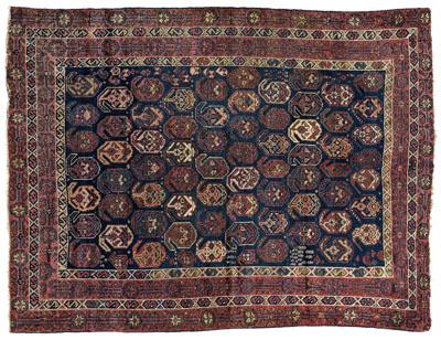 Afshar rug rows of boteh on blue 92a86