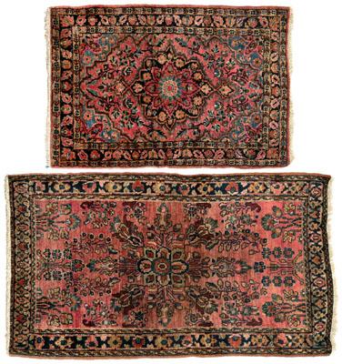 Two Sarouk mats one 2 ft 3 in  92a94