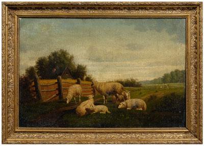 Pastoral landscape painting, sheep